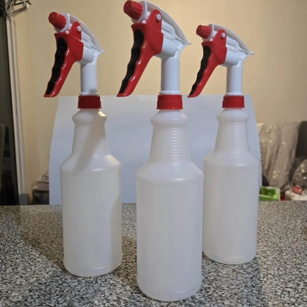 Set of 3 Red and White Heavy Duty Spray Bottles